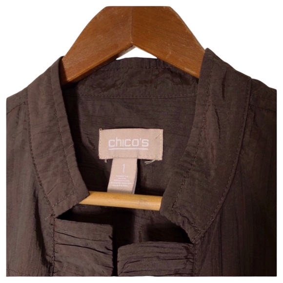 Chicos Lightweight Crinkle Jacket Womens Size 1 Spring - Picture 4 of 7